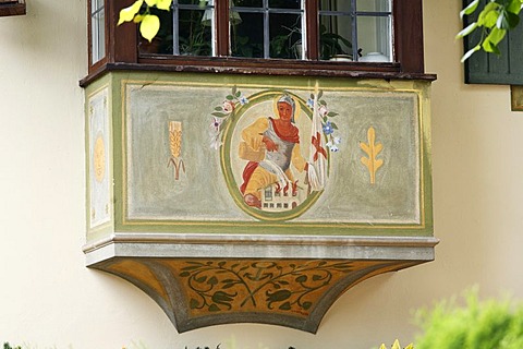 Lueftl painting of St. Florian in Ruhpolding, Chiemgau, Upper Bavaria, Germany, Europe