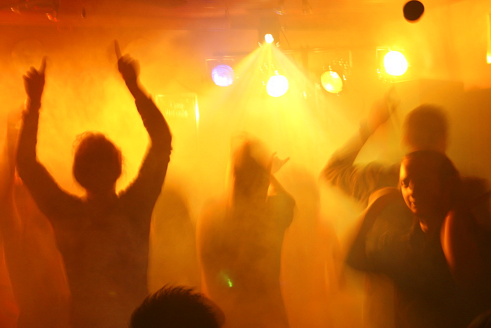 Party scene with fog and party lighing