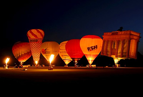 Hot-air balloons, Night Glow of the Balloons, Balloon Sail, Kiel Week 2008, Kiel, Schleswig-Holstein, Germany, Europe