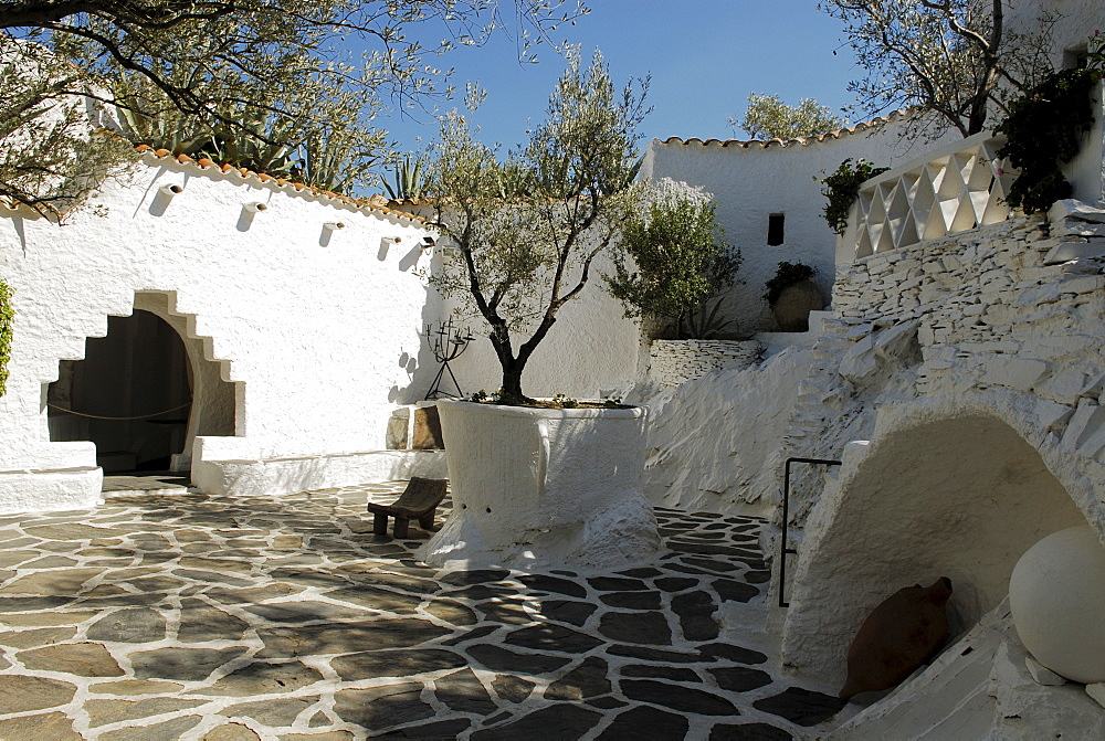 Patio of the Cups, garden at the home of surrealist painter Salvador Dali and his wife Gala in Port Lligat, Girona Province, Spain