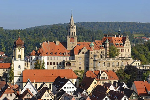 Sigmaringen castle and the old part of town - Baden-Wuerttemberg, Germany, Europe.