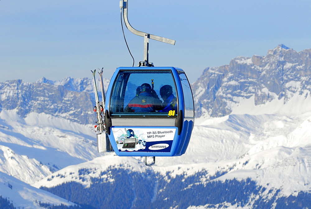 Ski-lift on the top of Parsenn - Davos, Canton of Graubuenden, Switzerland, Europe.