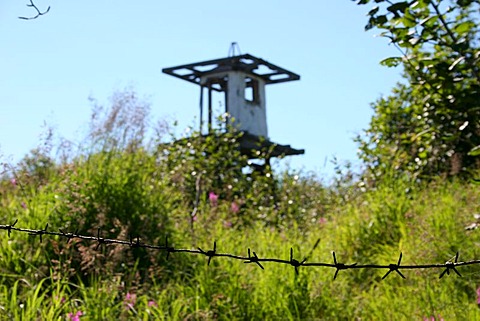 . The rests of a concentration camp. A barbed wire around of a zone, MagadanEastern Siberia, Russia