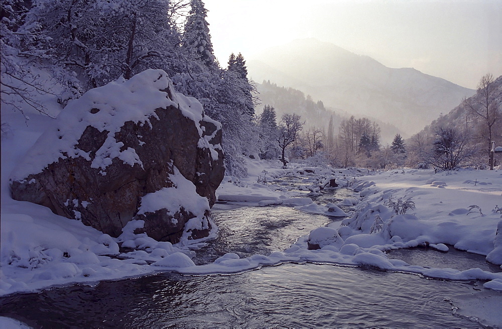 River Ili. National park Ili Alatay, mountains Zailisky Alatau, Almaty area, Kazakhstan.