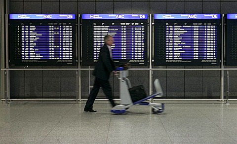 Depature Board at Terminal 1, Airport, Frankfurt, Hesse, Germany