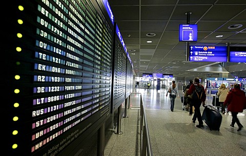 Depature Board at Terminal 1, Airport, Frankfurt, Hesse, Germany