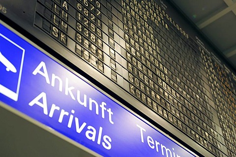 Depature Board at Terminal 1, Airport, Frankfurt, Hesse, Germany