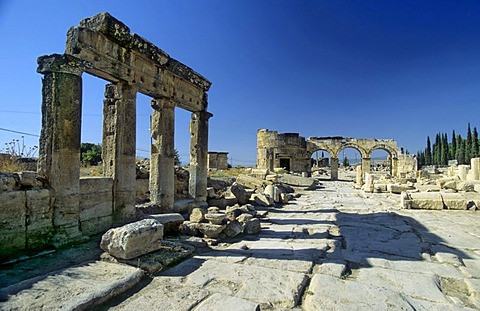 Hierapolis marble city ruin in the surroundings of Pamukkale, Turkey.