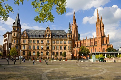 Backside of the Wiesbadener town hall, Wiesbaden, Hessen, Germany.
