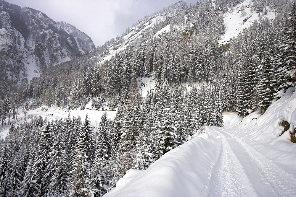 Winter landscape in the mountains, Carinthia, Austria.