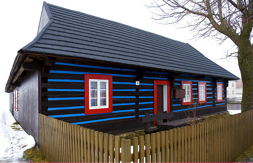 Traditionally painted house in the village of Zdiar, High Tatra Mountains, Slovakia, Europe