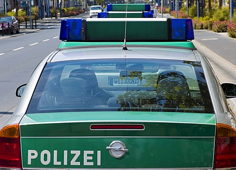 Police cars, rear view, Germany, Europe