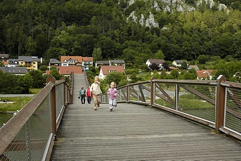 The longest timber bridge of Europe over the Main Danube channel with Essing in the Altmuehltal in Bavaria