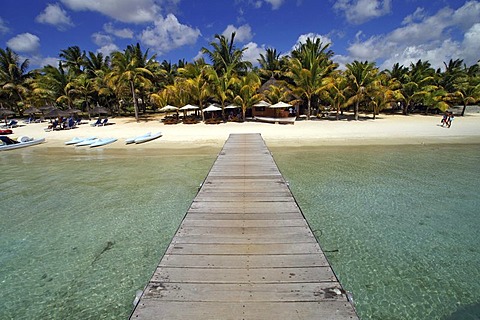 Jetty, sandy beach, Trou aux Biches, Mauritius, Africa