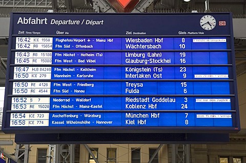 Display panel, main station, Frankfurt, Hesse, Germany