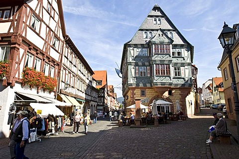 The Tavern "Zum Riesen", oldest tavern in Germany, Old part of town, timbered houses, Miltenberg, Bavaria, Germany