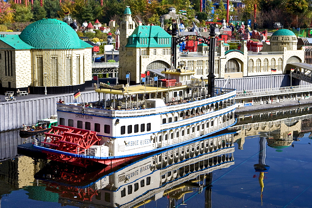 Model of the port of Hamburg, Legoland, Guenzburg, Bavaria, Germany