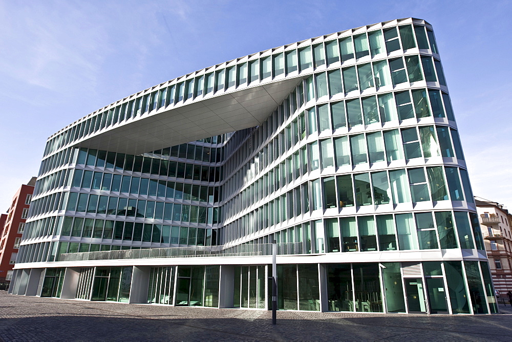 Westhafen Tower, designed by Schneider and Schumacher architectural firm, winner of the 2004 German urban architectural prize, Frankfurt, Hesse, Germany, Europe