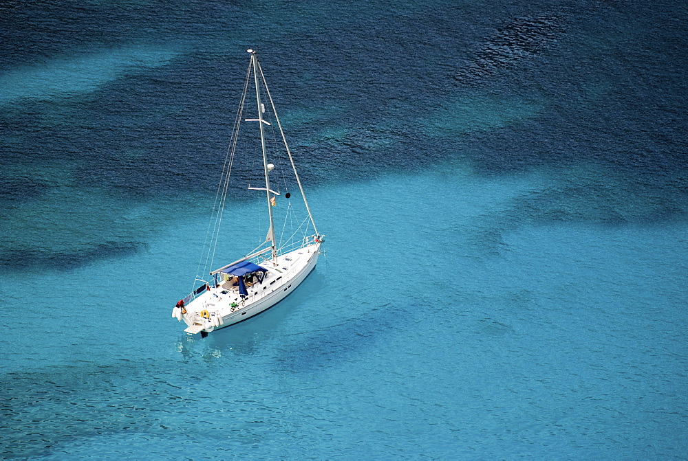 Yacht near Cape Formentor, Mallorca, Balearic Islands, Spain, Europe