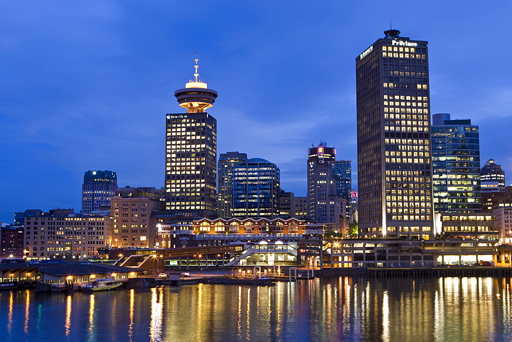 High rise buildings "the Province" and "Harbour Centre Tower", Vancouver, British Columbia, Canada, North America