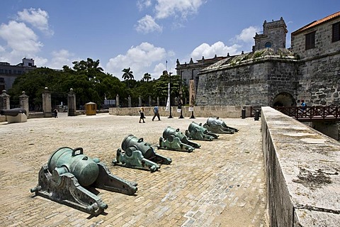 Canons at the Castillo de la Real Fuerza or Castle of the Royal Force, Havana, Cuba, Caribbean