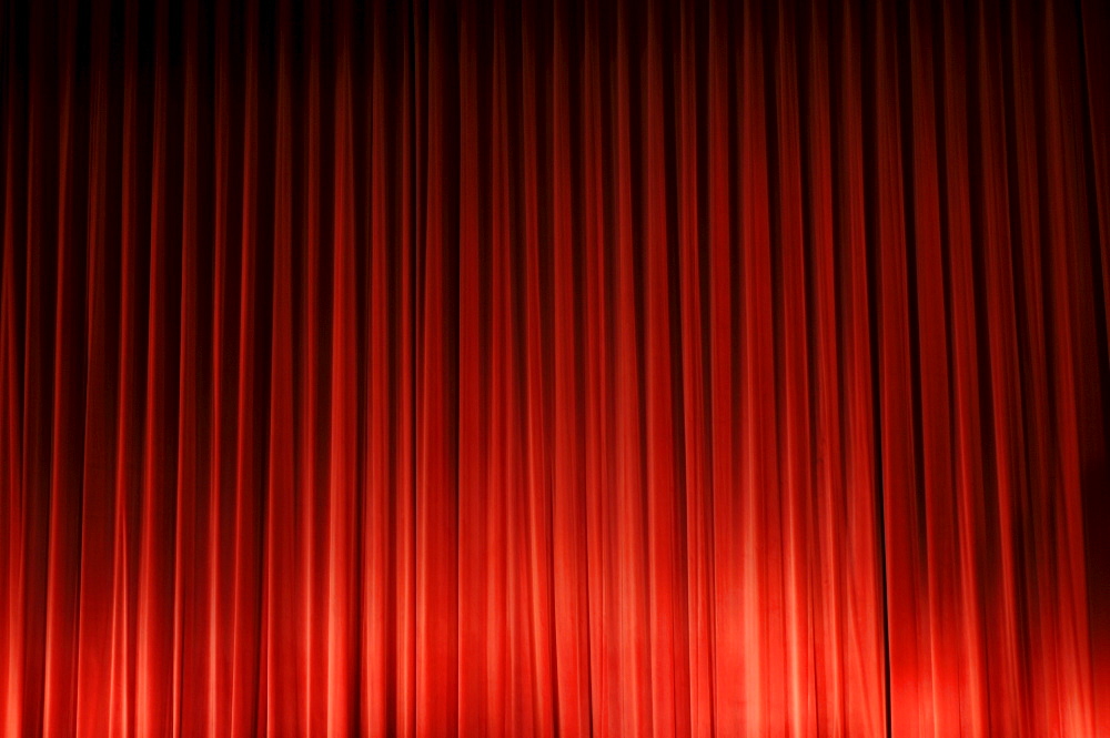 Red curtain in a cinema