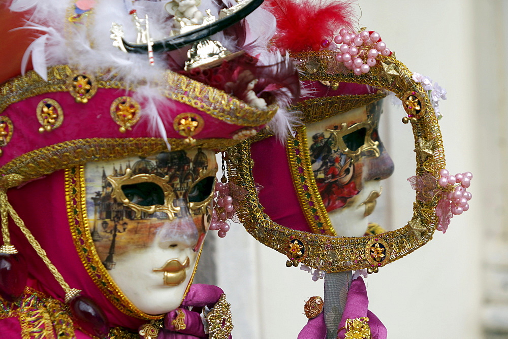 People wearing costumes and masks during Carnival in Venice, Italy, Europe