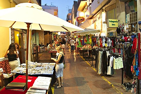 Shopping street Carrer de Santa Agnes in Sant Antoni de Portmany