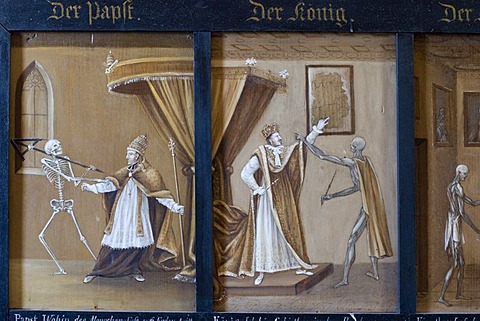 Death dance the Pope the King 1830 from Anton Falger in St Martin chapel Elbigenalp Tyrol Austria