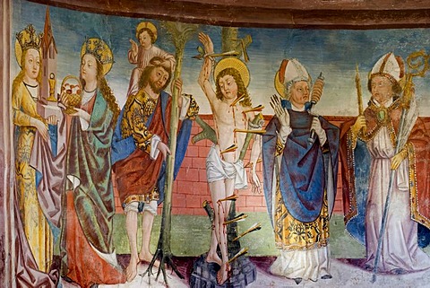 Frescos in chapel of Bruck castle Lienz East Tyrol Austria