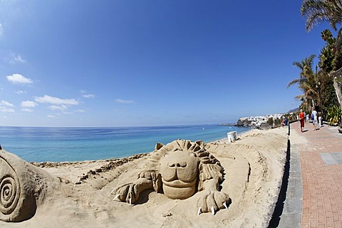 Sculptures of sand in Morro Jable , Jandia , Fuerteventura , Canary Islands