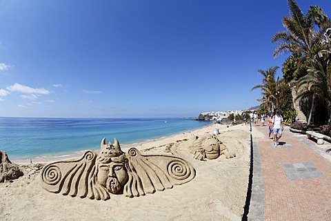 Sculptures of sand in Morro Jable , Jandia , Fuerteventura , Canary Islands