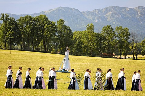 Feast of Corpus Christi procession Wackersberg Upper Bavaria Germany