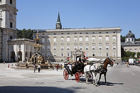 Residence fountain at Residence Square, medieval bishops' residence, Salzburg, Austria