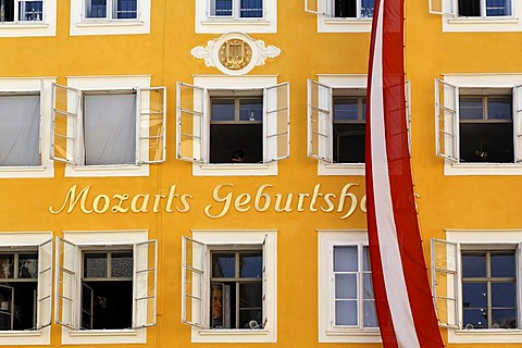 Mozart`s Birthplace in Getreidegasse No 9, Salzburg, Austria