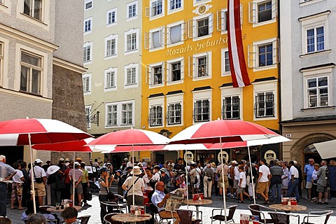 Mozart`s Birthplace in Getreidegasse No 9, Salzburg, Austria