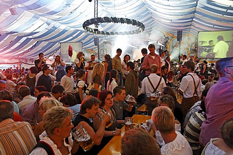 Beer tent at Gaeuboden festival in Straubing, Lower Bavaria, Germany