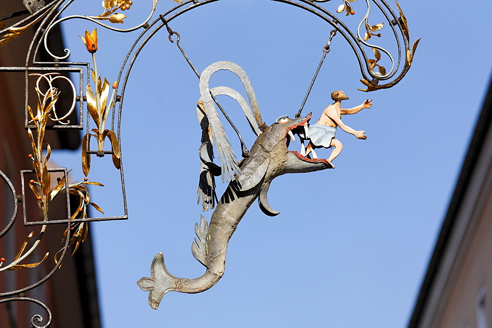 Inn sign from "Zum Walfisch", Regensburg, Upper Palatinate, Bavaria, Germany