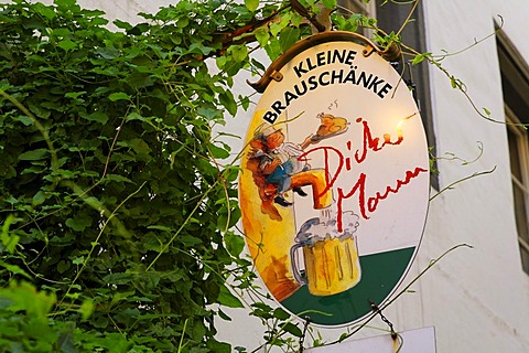 Inn sign Dicker Mann, Regensburg, Upper Palatinate, Bavaria, Germany