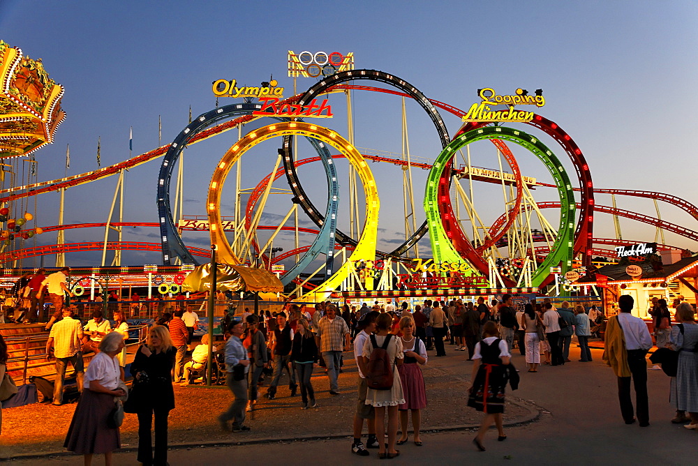 Roller coaster Olympia Looping, Oktoberfest, Munich beer festival, Bavaria, Germany