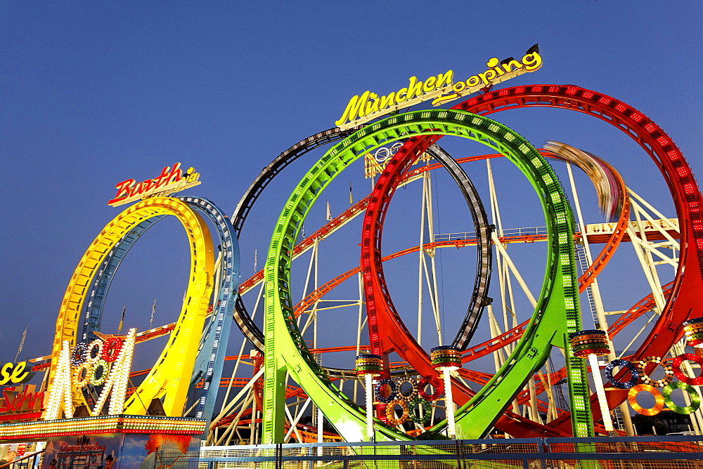 Roller coaster Olympia Looping, Oktoberfest, Munich beer festival, Bavaria, Germany