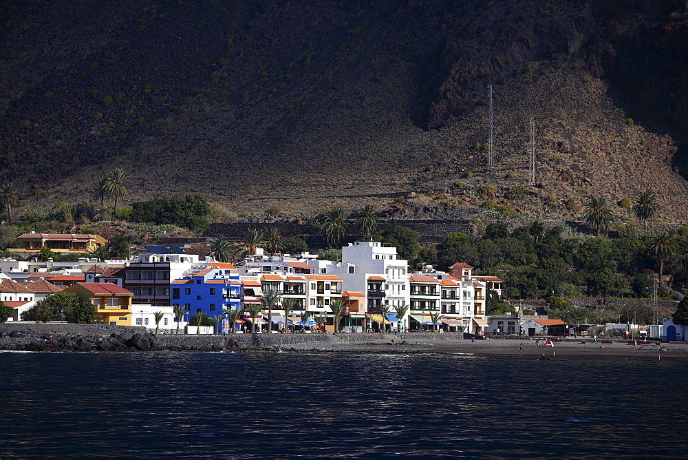 La Playa, Valle Gran Rey, view from boat, La Gomera, Canary Islands, Spain