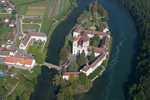 Aerial view of the monastery at Rheinau ZH, Switzerland.