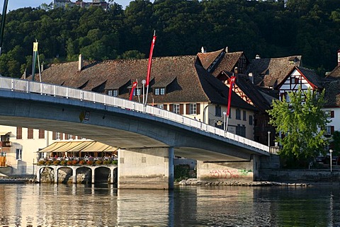 Rhine River Bridge and old town of Stein am Rhein in the background, Schaffhausen, Switzerland