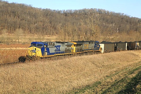 Coal train along the Mississippi River, Minnesota, USA