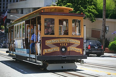 Cable Car on the streets of San Francisco, California, USA