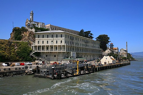 Behind Bars: Buildings of the former american penitentiary on Alcatraz, San Francisco, California, USA