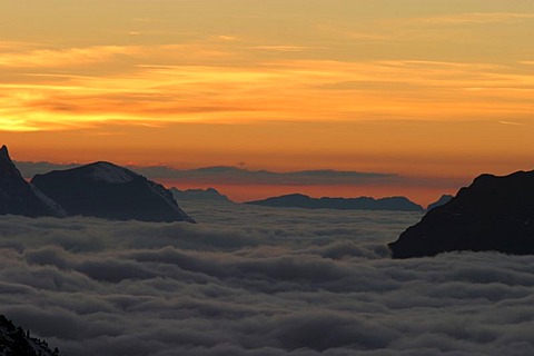 Sea of Fog at dusk, Berner Highlands at Sustenpass, Switzerland