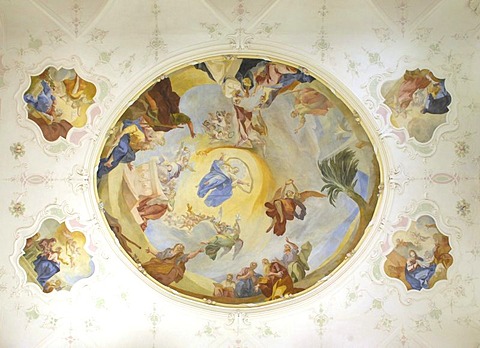 Ceiling paintings in castle church Island of Mainau, Baden-Wuerttemberg, Germany