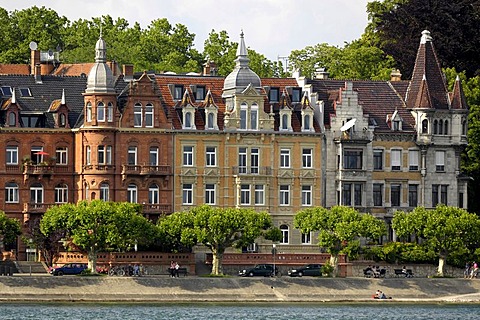 Magnificient buildings in art nouveau style, Constance, Baden-Wuerttemberg, Germany